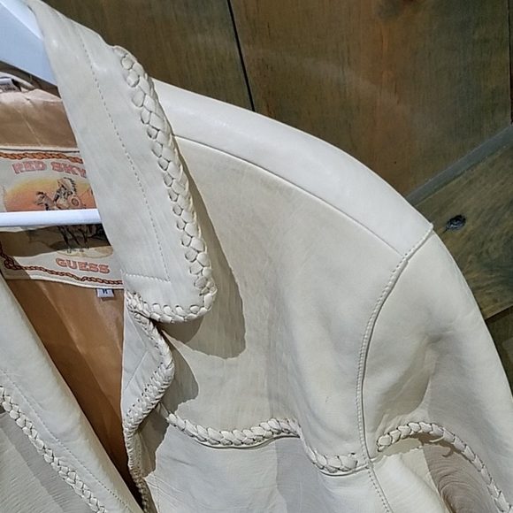 VINTAGE GUESS BY GEORGES MARCIANO RED SKY YELLOW LEATHER COAT SIZE MEDIUM - Picture 5 of 16